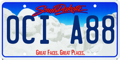 SD license plate 0CIA88