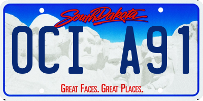 SD license plate 0CIA91