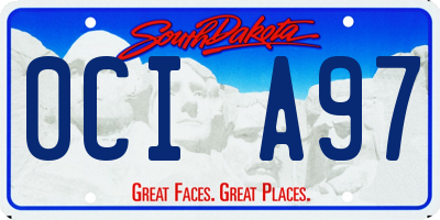 SD license plate 0CIA97