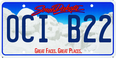 SD license plate 0CIB22
