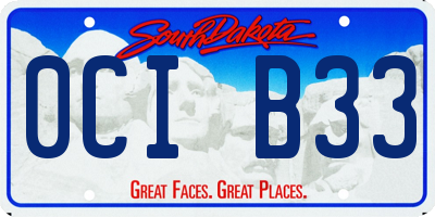 SD license plate 0CIB33