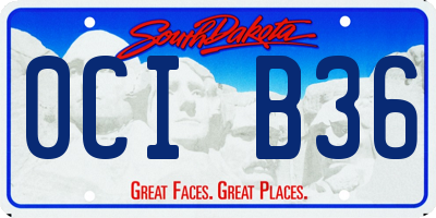 SD license plate 0CIB36
