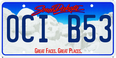 SD license plate 0CIB53