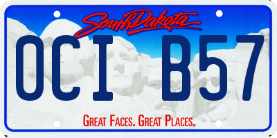SD license plate 0CIB57