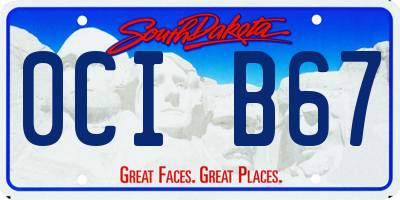 SD license plate 0CIB67