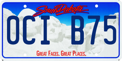 SD license plate 0CIB75