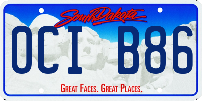 SD license plate 0CIB86
