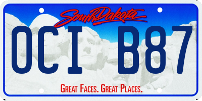 SD license plate 0CIB87