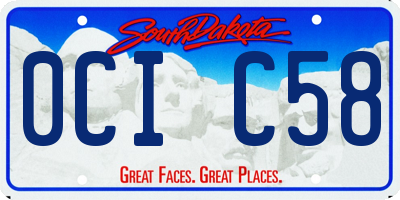 SD license plate 0CIC58