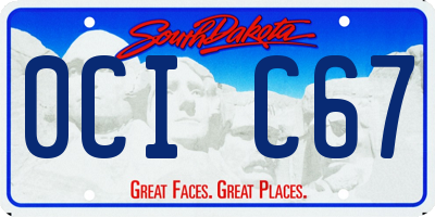SD license plate 0CIC67