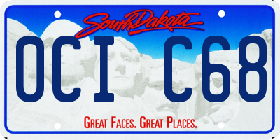 SD license plate 0CIC68