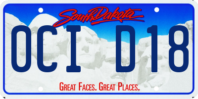 SD license plate 0CID18