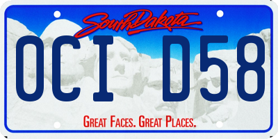SD license plate 0CID58
