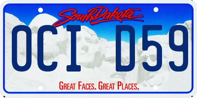 SD license plate 0CID59