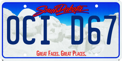 SD license plate 0CID67