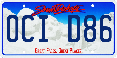 SD license plate 0CID86