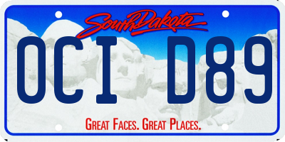 SD license plate 0CID89