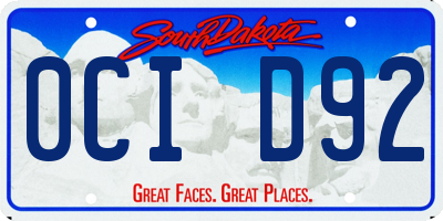 SD license plate 0CID92