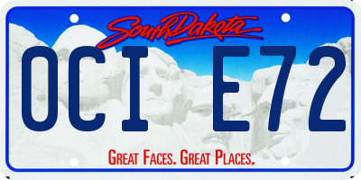 SD license plate 0CIE72