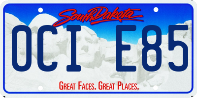 SD license plate 0CIE85