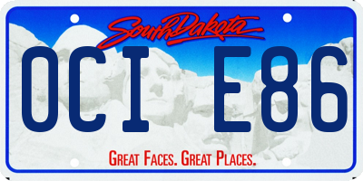 SD license plate 0CIE86