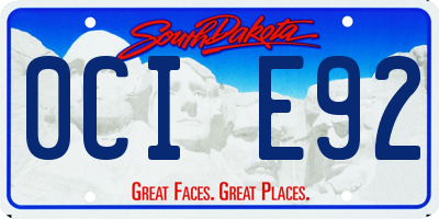 SD license plate 0CIE92