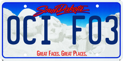 SD license plate 0CIF03