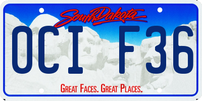 SD license plate 0CIF36