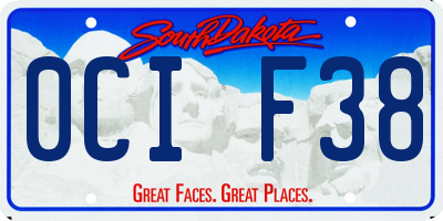 SD license plate 0CIF38
