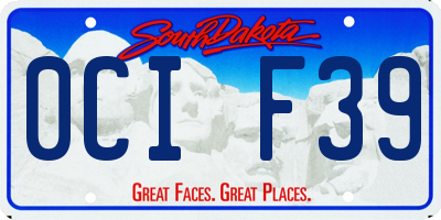 SD license plate 0CIF39