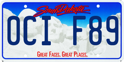 SD license plate 0CIF89