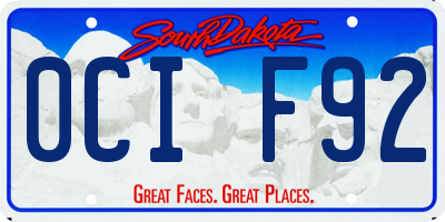 SD license plate 0CIF92