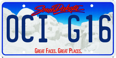 SD license plate 0CIG16