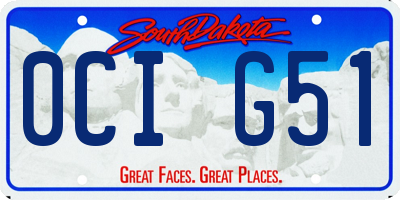SD license plate 0CIG51