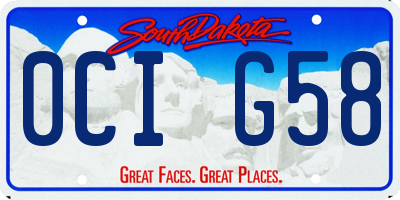 SD license plate 0CIG58