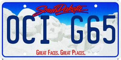 SD license plate 0CIG65