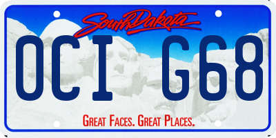 SD license plate 0CIG68