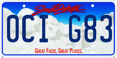 SD license plate 0CIG83
