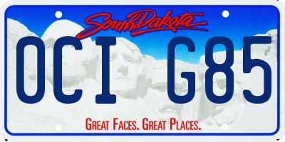 SD license plate 0CIG85