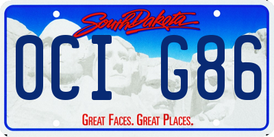SD license plate 0CIG86