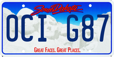 SD license plate 0CIG87