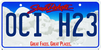 SD license plate 0CIH23