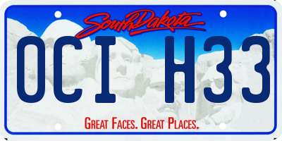 SD license plate 0CIH33