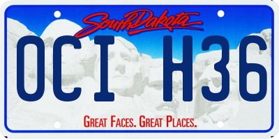 SD license plate 0CIH36