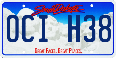 SD license plate 0CIH38