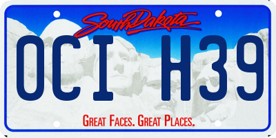SD license plate 0CIH39