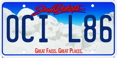 SD license plate 0CIL86