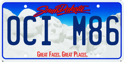 SD license plate 0CIM86