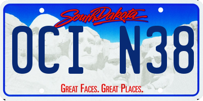 SD license plate 0CIN38