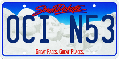 SD license plate 0CIN53